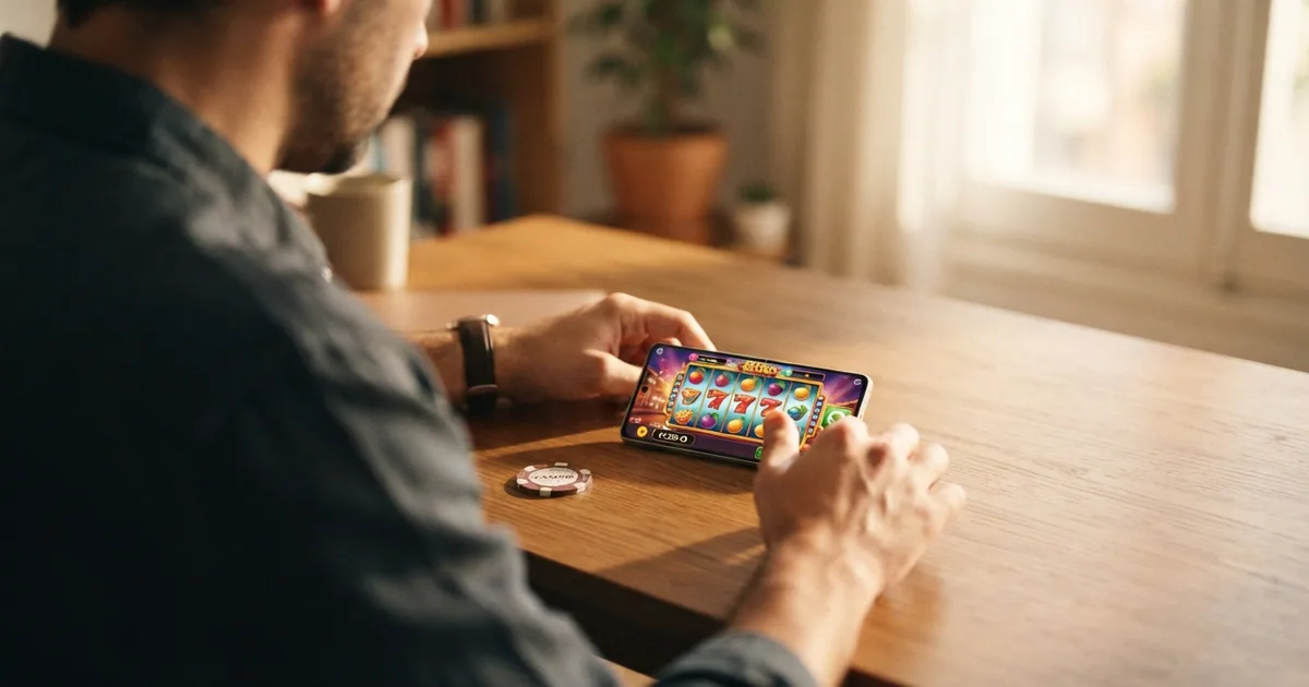 Pantalla de inicio de un casino online con licencia DGOJ mostrando el sello de juego seguro, los límites de depósito visibles y un banner de bienvenida sin rollover