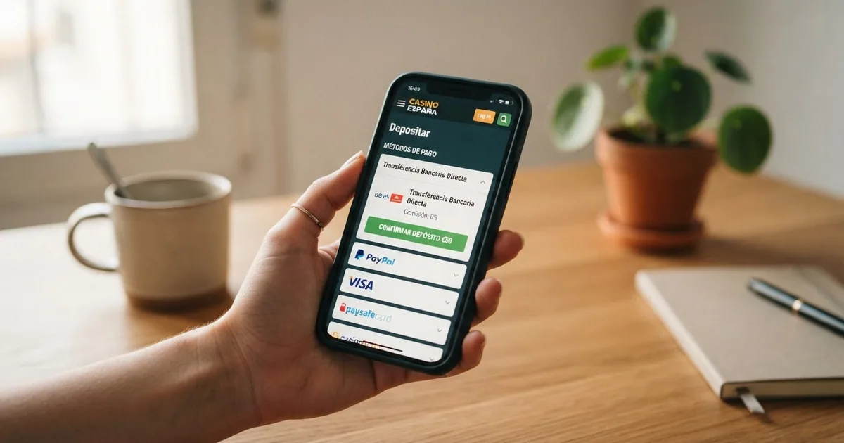Interfaz de un casino online español mostrando Trustly entre los métodos de pago disponibles en el cajero