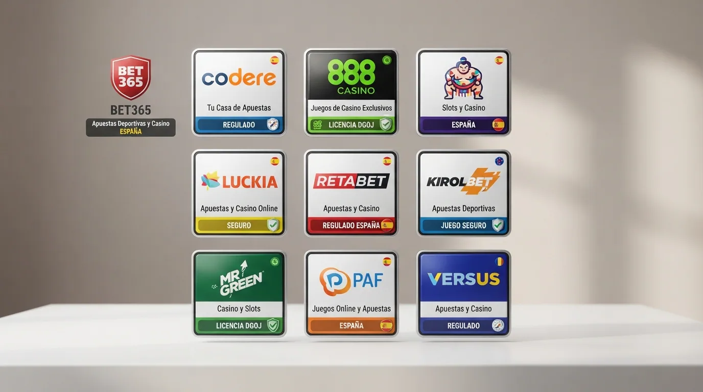 Mosaico con los logotipos de los diez casinos online analizados dispuestos sobre un fondo que sugiere una tabla comparativa