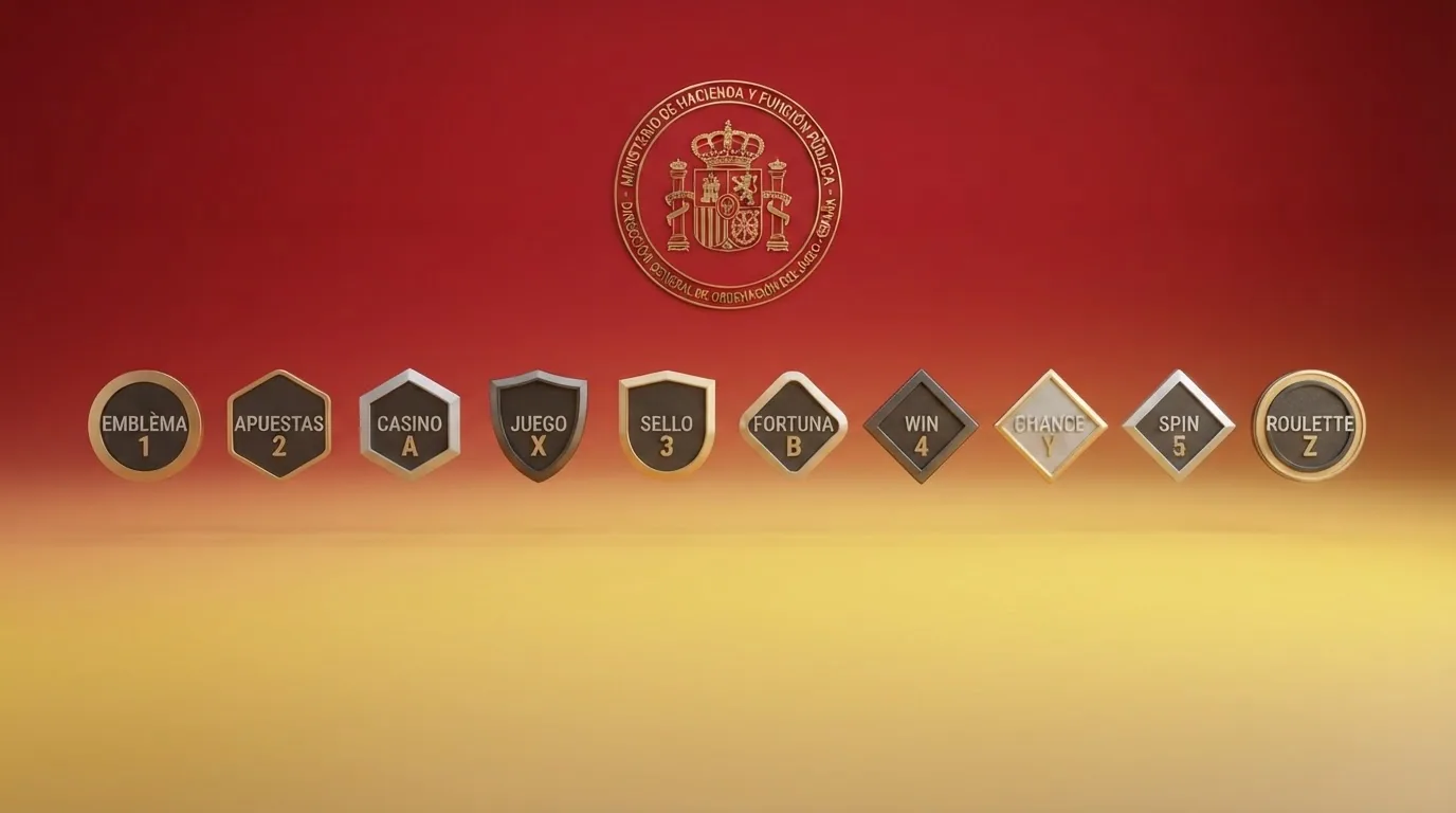 Tabla con los logotipos de diez casinos online que aceptan depósitos desde 10 euros alineados bajo el sello de la DGOJ