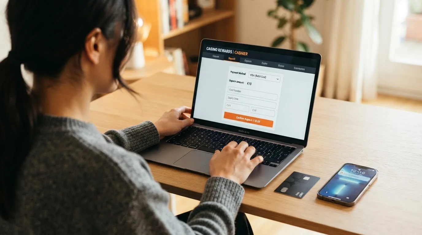 Captura de pantalla del proceso de depósito con tarjeta Mastercard en un casino online español, con los campos de importe y datos de tarjeta visibles
