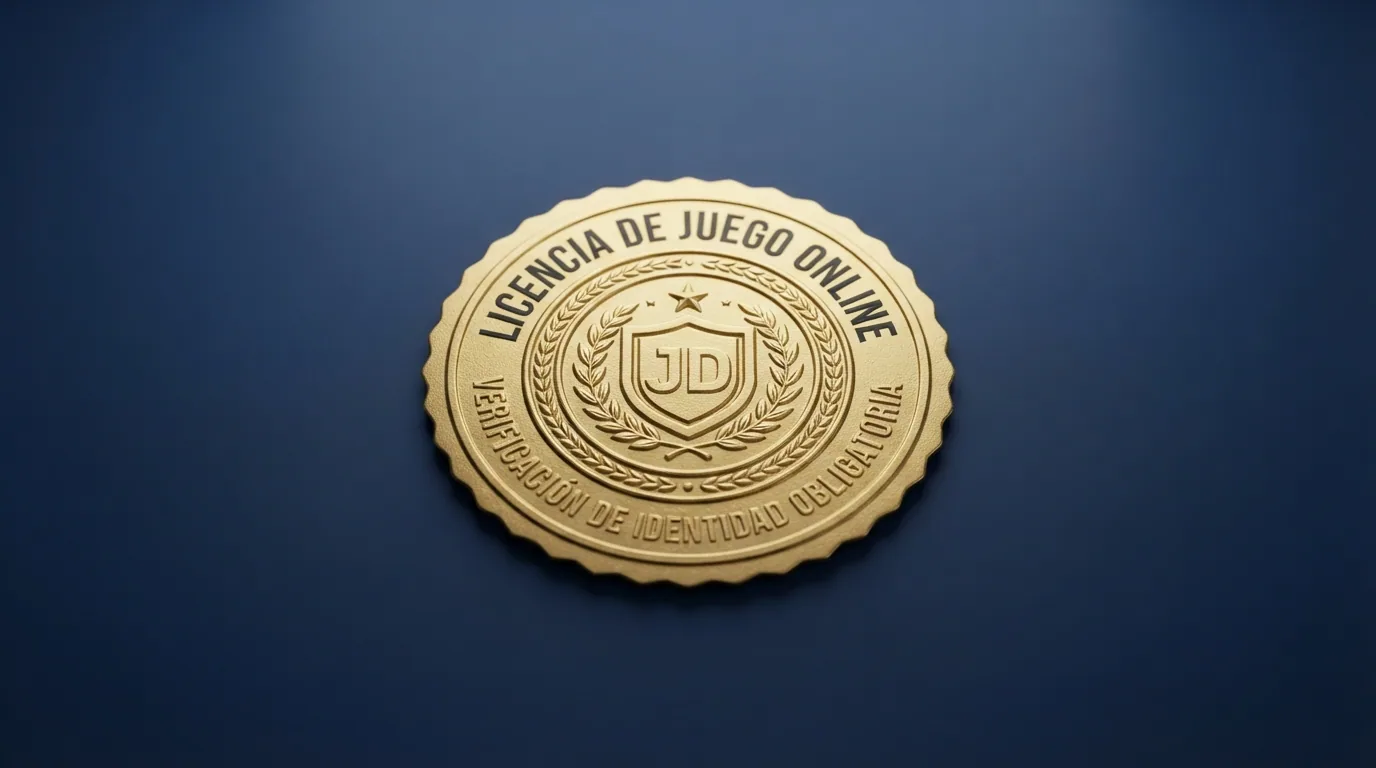 Sello oficial de la Dirección General de Ordenación del Juego junto a los textos «Verificación de identidad obligatoria» y «Licencia de juego online»