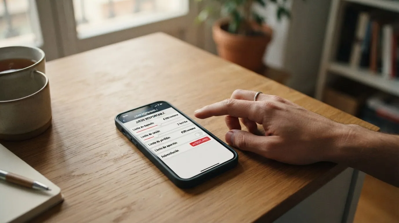 Panel de configuración de límites de depósito y autoexclusión en la sección de juego responsable de un casino online