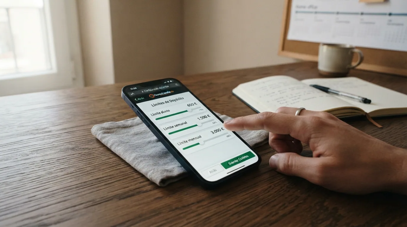La interfaz de límites de depósito de un casino online español con los controles de límite diario, semanal y mensual visibles