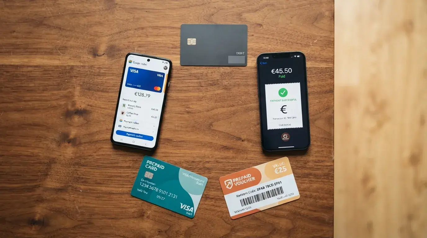 Pantalla con los iconos de Bizum, PayPal, Paysafecard, Visa y Mastercard como opciones de depósito en un casino online español