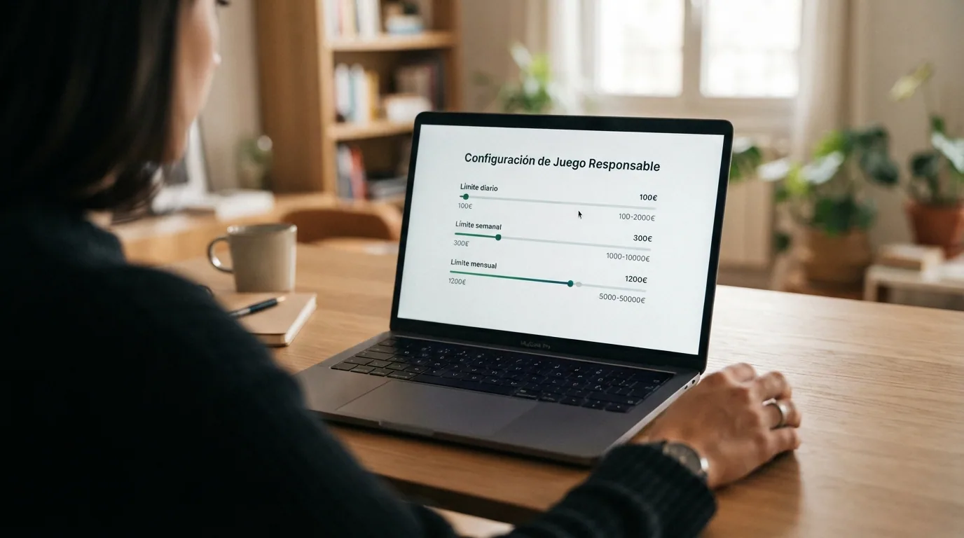 Interfaz de configuración de límites de depósito en un casino online con los deslizadores de límite diario, semanal y mensual visibles