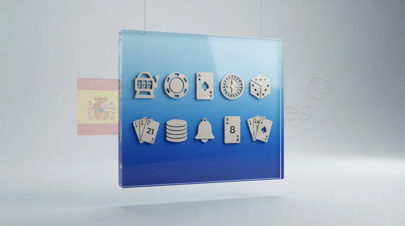 Composición con los logotipos oficiales de los 10 casinos DGOJ analizados, dispuestos en cuadrícula sobre un fondo limpio con la bandera de España y el sello «.es» en marca de agua