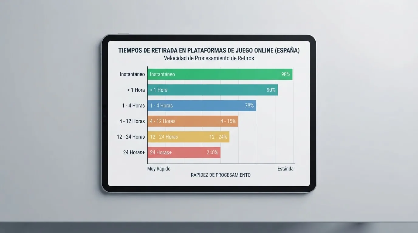Tabla comparativa con las columnas de casino, velocidad de retirada y método más rápido, ordenada del más rápido al más lento