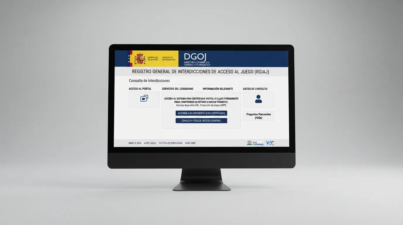Pantalla del portal de la DGOJ mostrando el apartado del Registro General de Interdicciones de Acceso al Juego