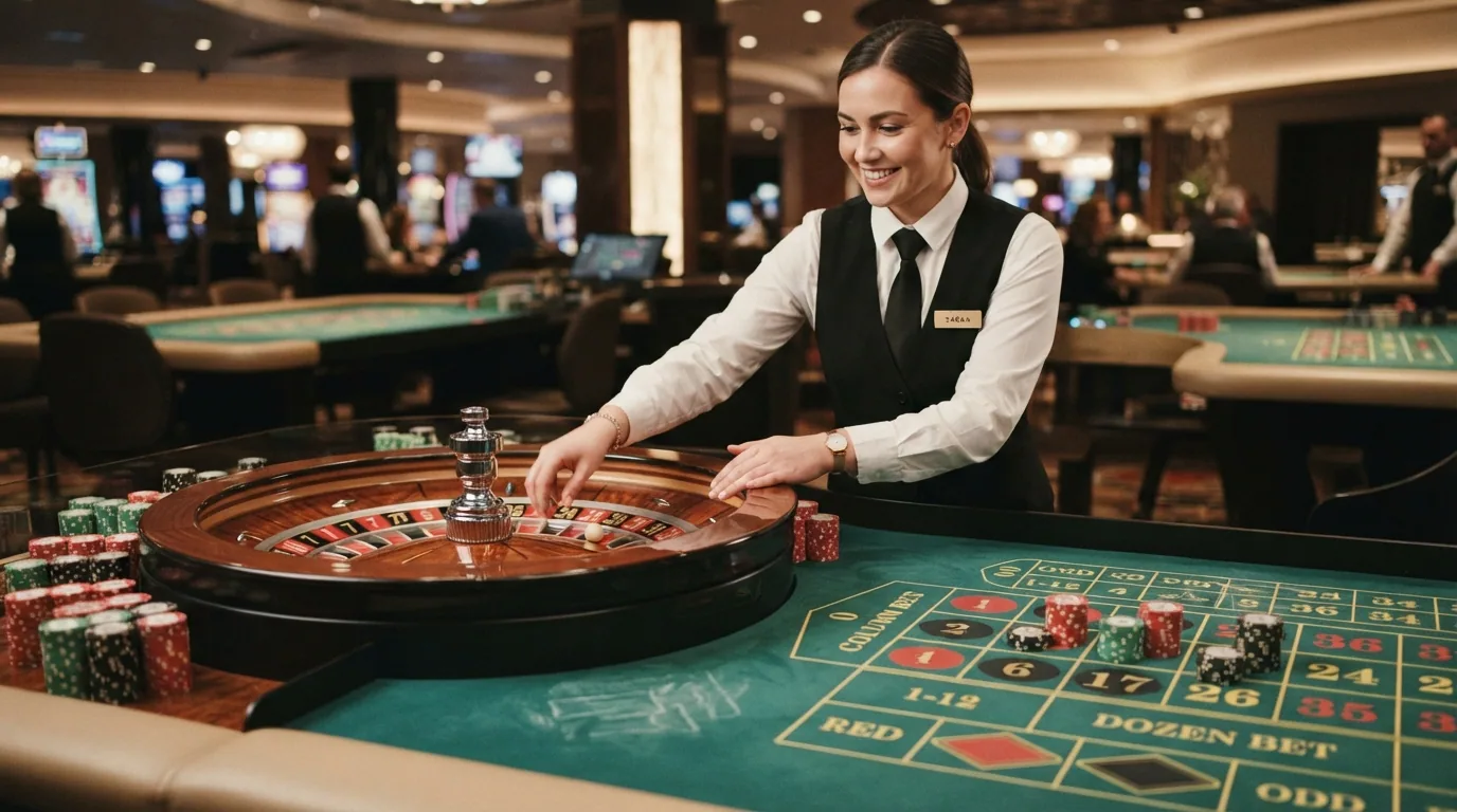 Mesa de ruleta en vivo con crupier real en un casino online con interfaz en español