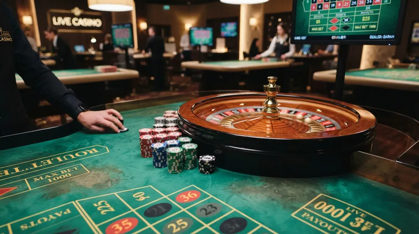 Interfaz de una ruleta en vivo en un casino online español con el logotipo de MuchBetter visible como método de pago