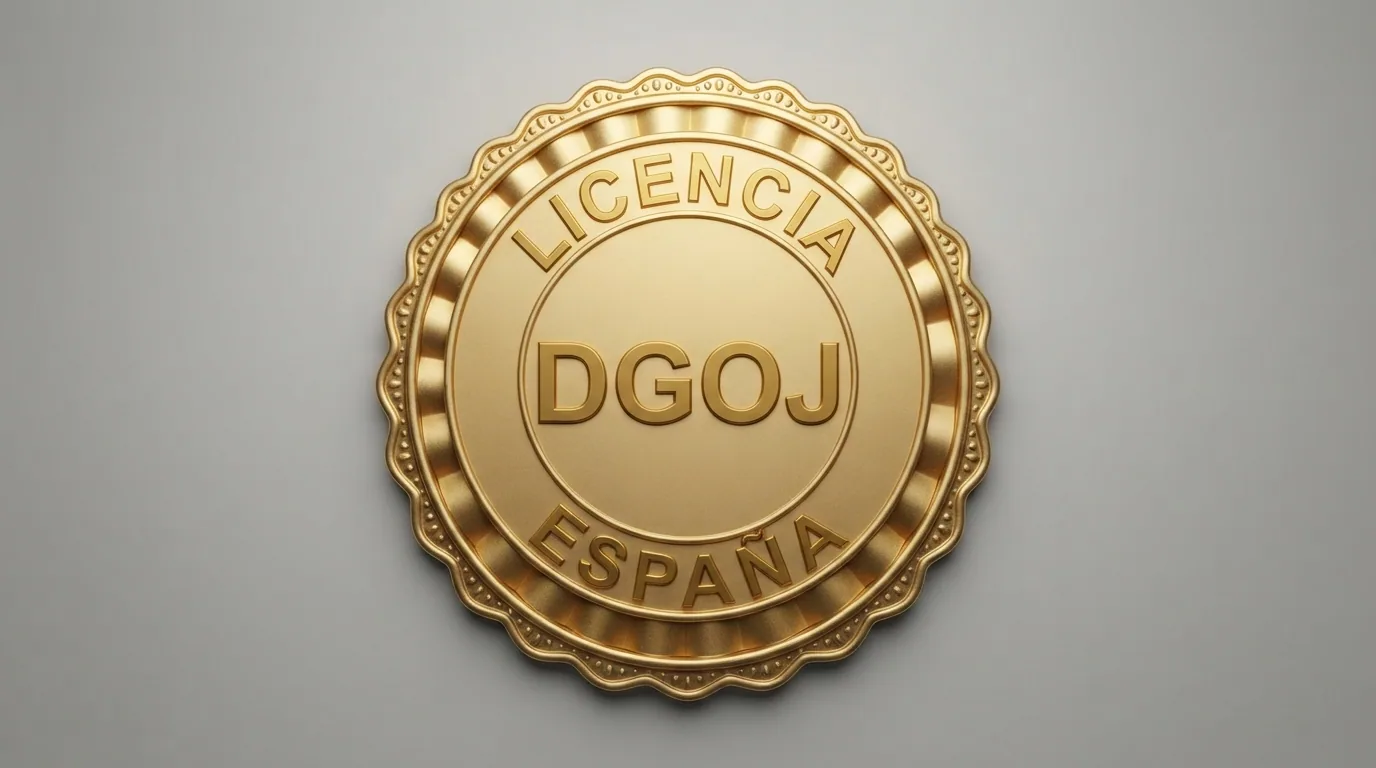 Sello oficial de la Dirección General de Ordenación del Juego sobre un fondo con la bandera de España y un candado de seguridad