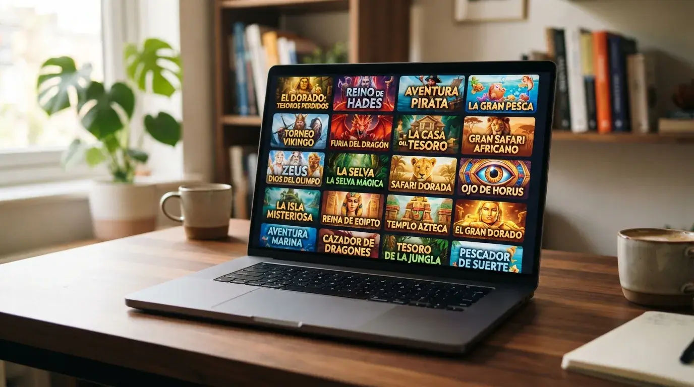 Una cuadrícula de carátulas de slots con los títulos Wanted Dead or a Wild, Sweet Bonanza, Gates of Olympus, Book of Dead y Big Bass Bonanza