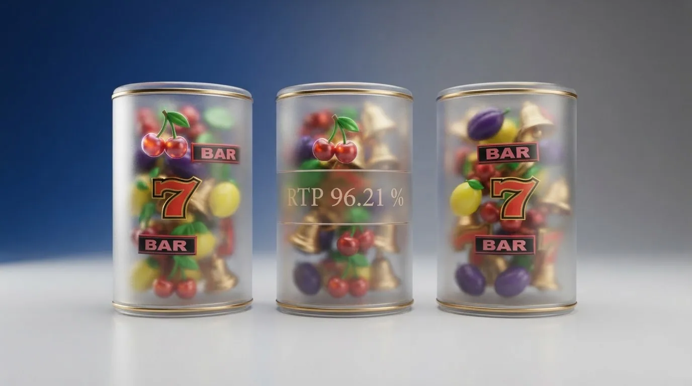Collage de tres tragaperras populares (Book of Dead, Starburst, Sweet Bonanza) con su RTP impreso sobre cada una